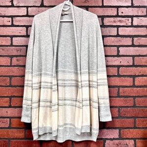 LOFT knit slouchy open front super soft longline gray cardigan womens size M
